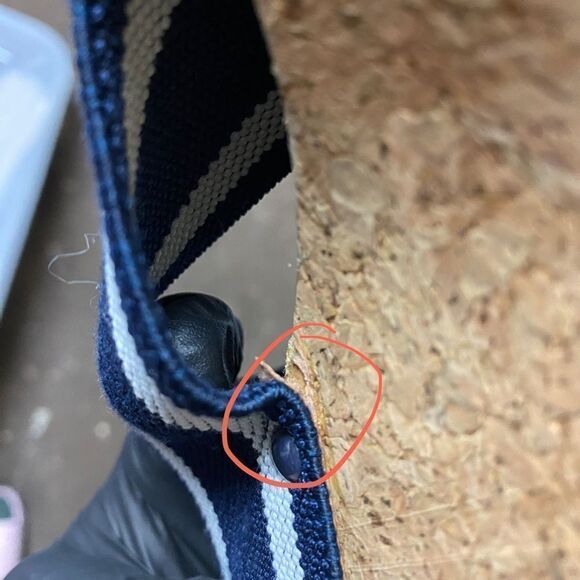 Lucky Brand Miller 2 wedge cork heel sandals navy blue strip strappy slip on 9M - Picture 12 of 13